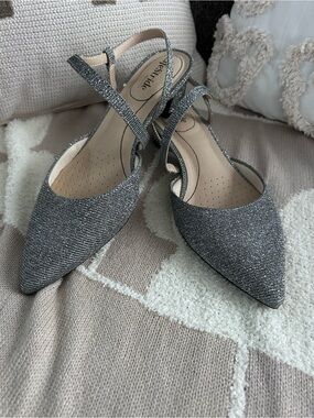 Life Strife Sparkle Silver Short Heel with slim Ankle Strap